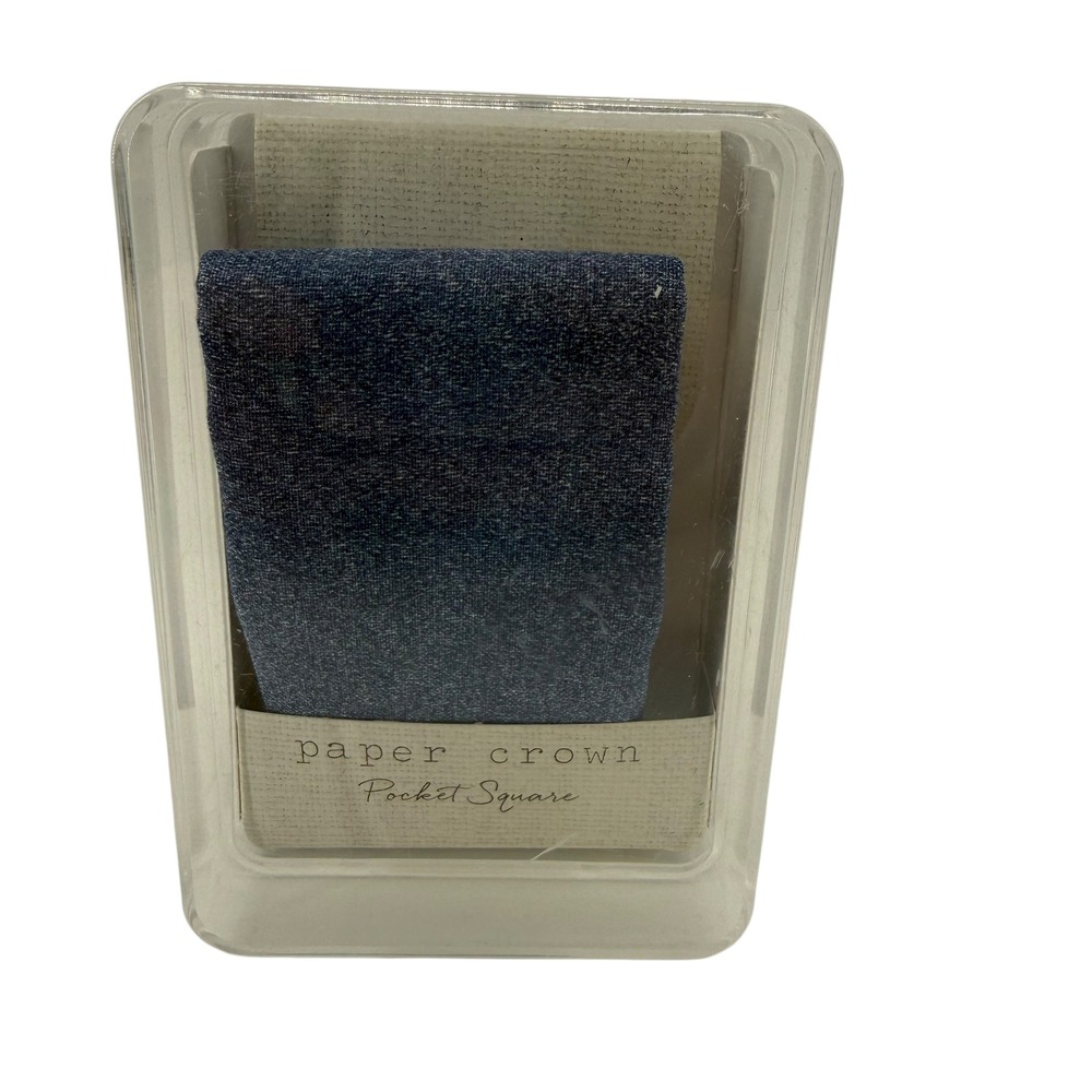 New Anthropologie Paper Crown Denim Blue‎ Pocket Square with Case